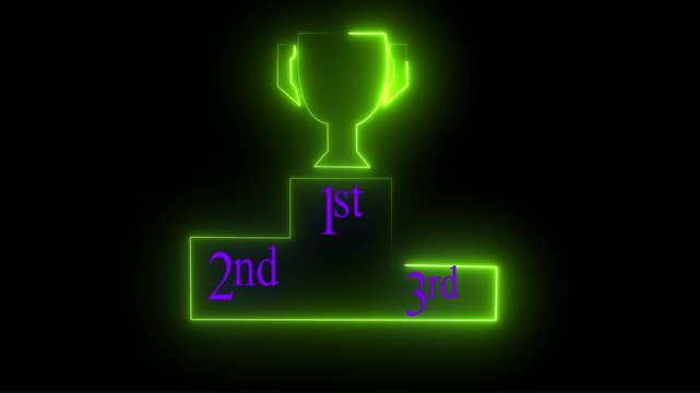 neon line winner podium with 1st, 2nd, and 3rd place icon animation with magenta color on  &ldquo;Glowing Neon Winner Podium Icon First Second Third Place Victory Concept&rdquo;