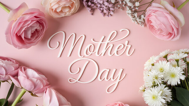 happy mother day card with pink roses - Powered by Adobe