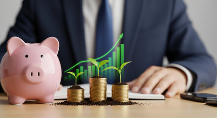 Professional business growth strategy showcasing financial success, corporate management, investment analysis, market development, and innovative leadership for market profitability