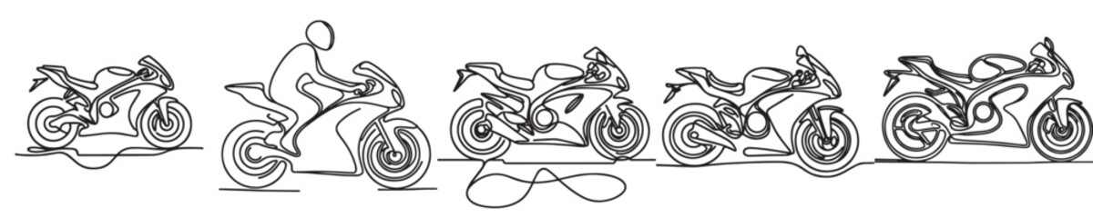 vector with continuous line style of motorbike
