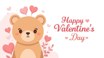  illustration of a bear with a heart above its head, incorporating a flat design style, featuring bold lines, simple shapes, and a minimalist aesthetic