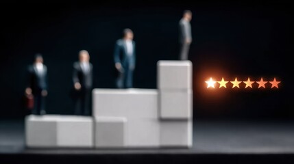 Symbolic scene exploring opinion with assessment via narrative where guiding star builds engagement toward success as negative hints adjust rating over time