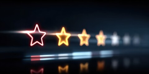 Abstract moment exploring assessment and opinion through narrative where a star drives engagement toward success while negative cues influence rating over time