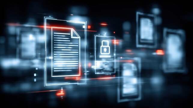 A secure contract supports management as a document begins to glow protecting confidential information through careful control and trust in structured systems