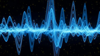 Blue waveform pattern on dark background with yellow specks