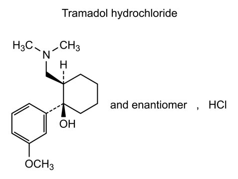 Tramadol hydrochloride, chemical structure of tramadol hydrochloride, drug substance