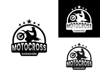 Obraz premium Motocross Rider Dirt Bike Racing Emblem Logo Vector Badge Design