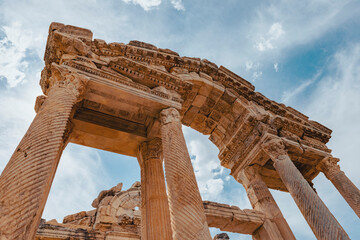 Fototapeta premium Aphrodisias Ancient City. Karacasu, Aydin - Turkey. The ancient area , dedicated to the goddess of love Aphrodite, was a Hellenistic which also flourished. Aphrodisias Museum is an archaeological mus