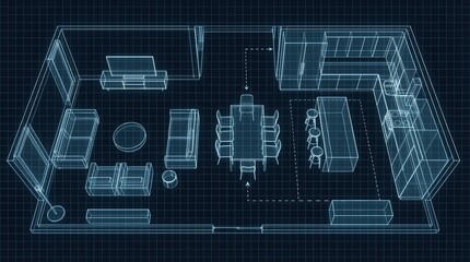 Modern Interior Design Blueprint in 2k Resolution