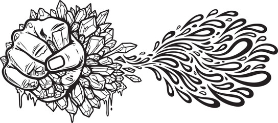 Fist releasing flowers and freedom in a creative expression