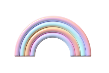 Rainbow icon with a smooth arched band, soft pastel gradient, crisp outline, and gentle highlight isolated on transparent background.