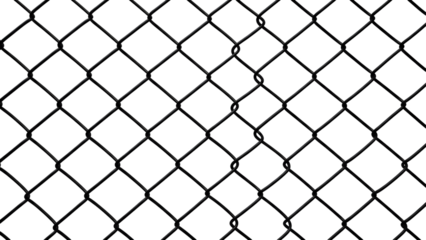Black chain link fence isolated on transparent background