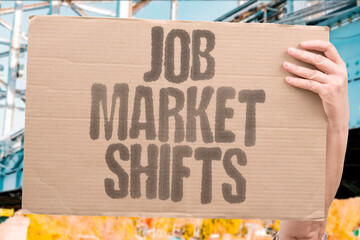 "Job Market Shifts" Employment landscape undergoes transformation. EMPLOYMENT. LANDSCAPE. UNDERGOES. TRANSFORMATION. MARKET.