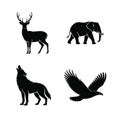 Obraz premium Animal 4 vector silhouette art illustration bundle