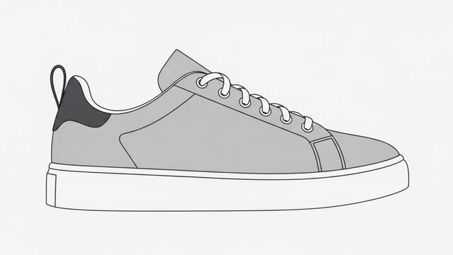A minimalist vector illustration of a gray sneaker with a white sole