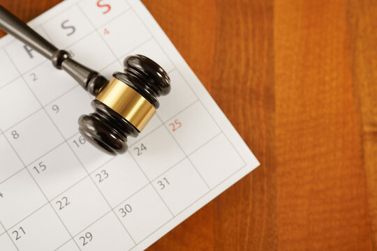 Judge Gavel On Calendar Page Law Justice And Time Concept