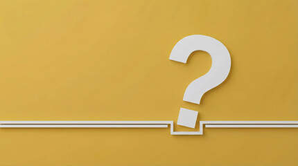 White question mark emerging from a broken generic on a yellow background symbolizing uncertainty and unknown challenge
