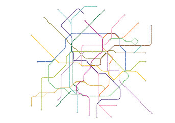 Paris metro line map with all the lines and without the name of stations.  © Libero Monterisi