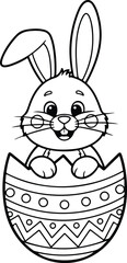 Obraz premium Easter bunny emerging from decorated egg on easter sunday morning