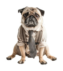 PNG Pug dressed in business attire.