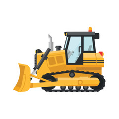 Fototapeta premium Yellow Bulldozer Construction Equipment Side View