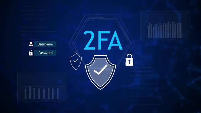 Two factor authentication, showing secure password, verification, representing enhanced cybersecurity, user authentication, data protection, privacy, safe digital access.