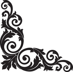 Vintage Floral Corner Ornament Vector. Decorative Filigree Frame Element.