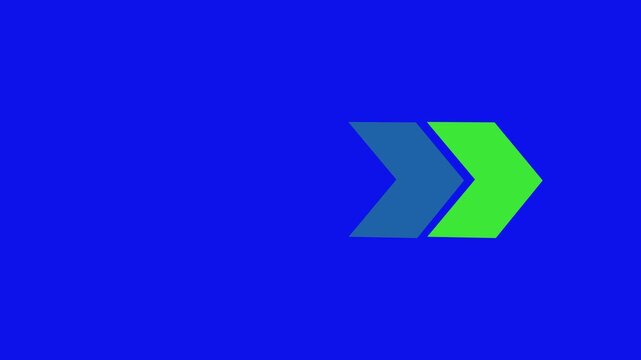 Visuals and modern green vector arrows collection .Next or right direction arrow on blue background.4k animation video.