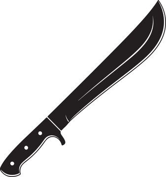 Machete Knife Silhouette Vector. Jungle Survival Tool and Weapon Icon.