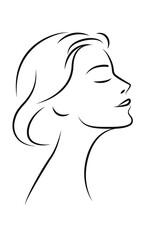  Minimalist girl face one line drawing