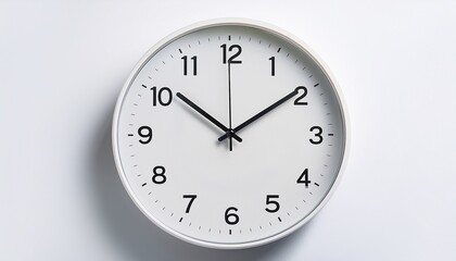 modern white wall clock with a minimalist design cut out isolated on a white background