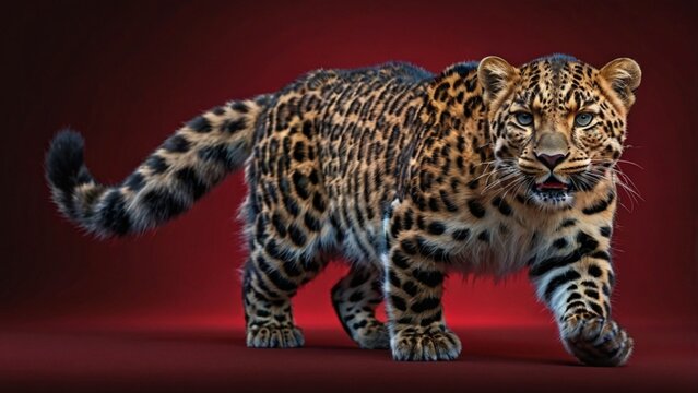 Dynamic pose of an Amur leopard