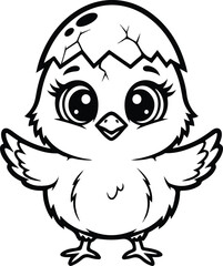 Obraz premium Easter sunday cute hatching chick illustration