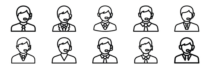 set of vector customer service troubleshooting icon. Customer service editable line icons set.