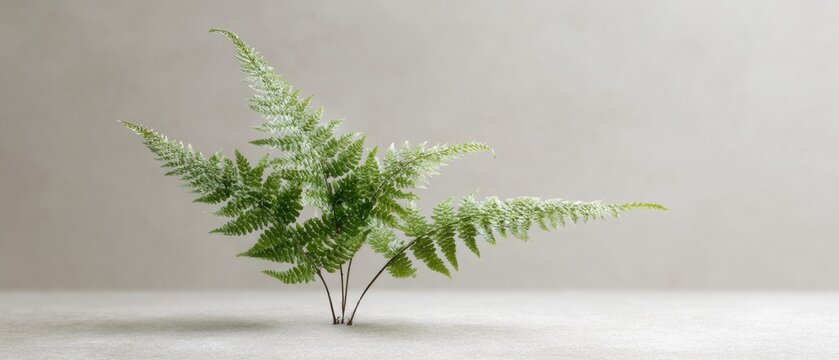 Minimalist Vibrant Portrayal of Gymnocarpium Dryopteris Fern Against a Muted Background