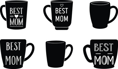 Best Mom Mug Vector Icon Set