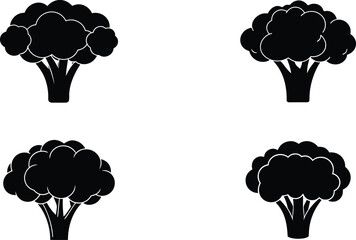 Broccoli Vector Icon Silhouette Set