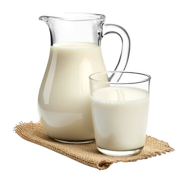 PNG Milk in a glass and jug milk beverage healthy.