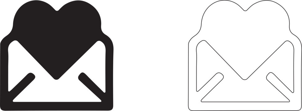 An open envelope with a heart inside. Editable vector template of a love confession.