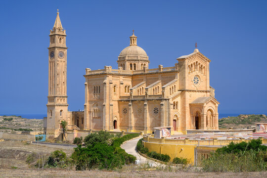 Basilica of Ta' Pinu; a beautiful limestone Catholic church near the village of Gharb on the island of Gozo, Malta.