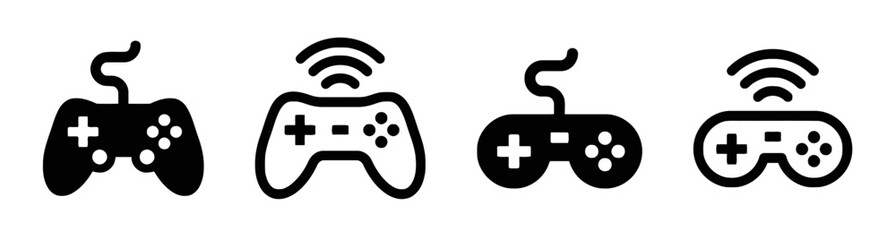 Set of gamepad icons isolated on white background in vector illustration for gaming and playing video games console for recreation hobby entertainment device © Tabassum