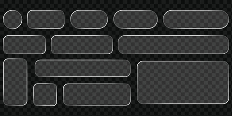 3D Liquid glass smartphone interface isolated. UI UX light frame rounded square and circle elements with a glow stroke. Collection design widget for smartphone and web app