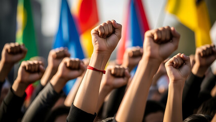 Empowered women unite celebrating international women's day with strength and solidarity