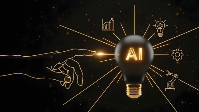 The human touch sparks artificial intelligence, illuminating future technology concepts. - Powered by Adobe