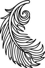 Obraz premium intricate black and white feather illustration with decorative swirling and flowing lines design