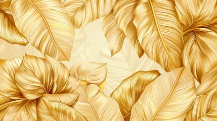 Golden leaves with exquisite shapes and iridescent hues will embellish design projects, providing a luxurious backdrop for presentations of fashion collections or interior design solutions.