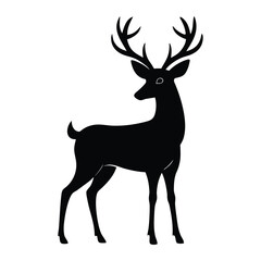 Obraz premium Deer Silhouette Vector Icon with Antlers for Wildlife and Forest Branding