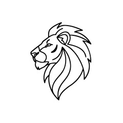 Obraz premium A minimalist line art illustration of a lion's head in profile