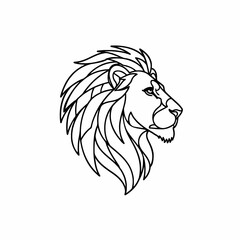 Obraz premium A minimalist line art illustration of a lion's head in profile