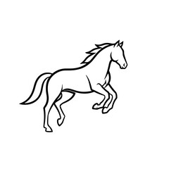 Obraz premium A minimalist vector illustration of a horse in motion with a simple black outline